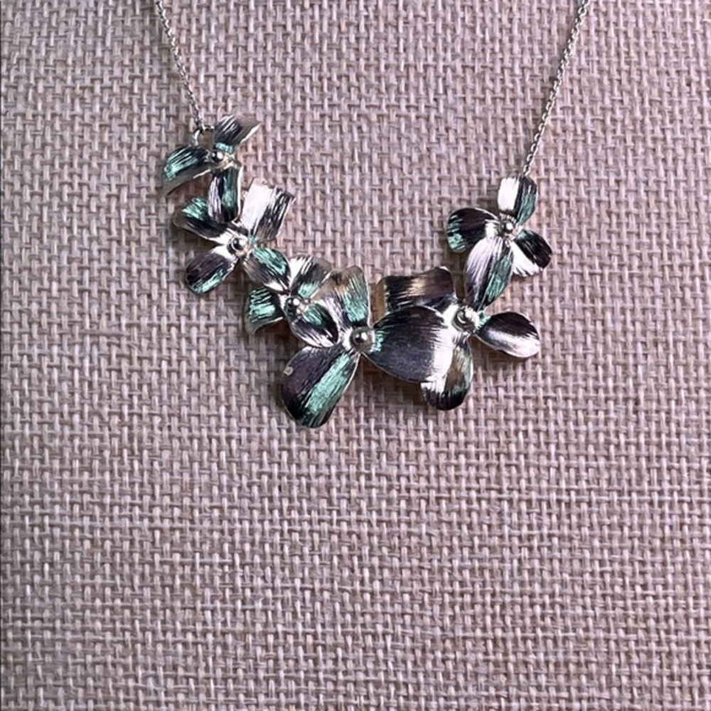 Silpada Sterling Silver "Garden Whimsy" Flower Link Necklace Adj 16”-18"